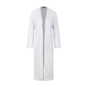 Missoni Cardigans, female, White, Size: 2XS Long Zig Zag Lace Cardigan