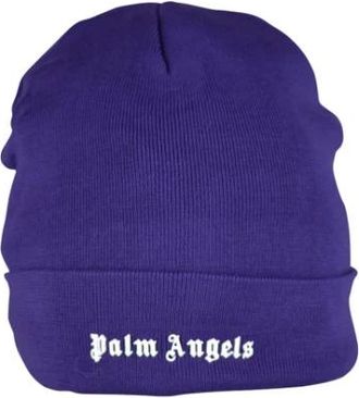Palm Angels Classic Logo Beanie - Heren - Hoeden - Paars - ONE Size - Wol - Accessoires