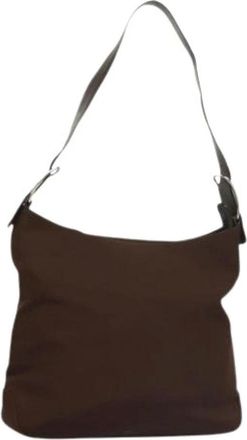 Ferragamo Pre-owned Shoulder Bags, female, Brown, Size: ONE SIZE Pre-owned Canvas Shoulder Bag