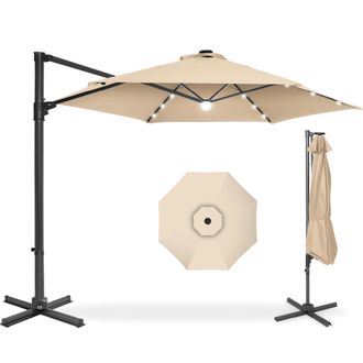 Best Choice Products 10ft 360&deg; Rotating Cantilever Easy Auto Open Patio Umbrella w/ Solar LED Lights