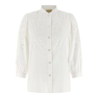Valentino Garavani Shirts, female, White, Size: XS Embroidered Poplin Shirt