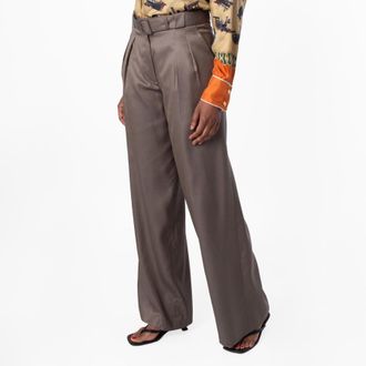 Bally Wool-Silk Wide-Leg Belted Pants, Brand Size 40 ( US Size 4 )