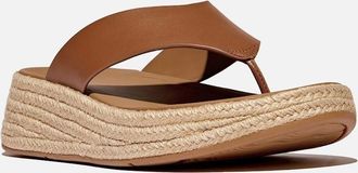 FitFlop Womens Fitflop F-Mode Toe Post Espadrille Leather Womens Deep Tan Sandals - Brown - Size: 8