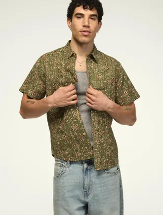 Lucky Brand Mens Short Sleeve San Gabriel Printed Shirt