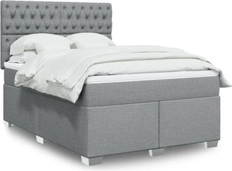 vidaXL Vidaxl - Cama Box Spring Con Colch&oacute;n Tela Gris Claro 140x200 Cm