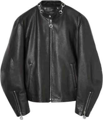 Gucci Leren jas met Horsebit - Heren - Leren en Su&egrave;de Jassen - Zwart - L - Leer - Jassen