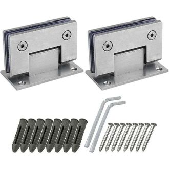 OEM Juego De 2 Bisagras De 90 Grados Para Puerta De Ducha Con Tornillos, 4 Mm De Grosor, Acero Inoxidable Para Puertas De Ba&ntilde;o Y Cristal (plateado) - Crez