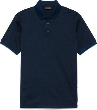 Emporio Armani Polo in jersey con lettering in jacquard - Blu
