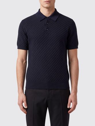 Brioni Slim Fit Knit Polo Shirt in Cotton with Ribbed Collar and Cuffs