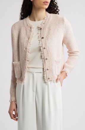 Kobi Halperin Marled Moss Sequin Cardigan in Light Pink Multi at Nordstrom, Size X-Large