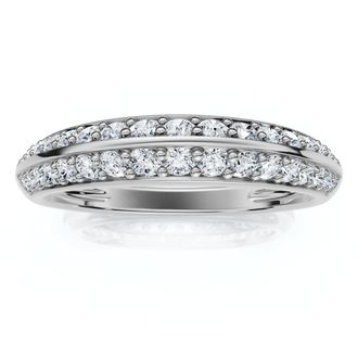 Pompeii3 F/VS.39Ct Double Row Pave Diamond Wedding Ring 14k Gold Lab Grown