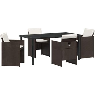 vidaXL Conjunto De Comedor De Jard&iacute;n Con Coj&iacute;n 5 Pcs Marr&oacute;n Polirat&aacute;n Vidaxl