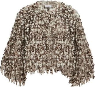 Brunello Cucinelli Truien & Vesten, Dames, Bruin, M, V-hals Ongeconstructeerd Schouder Jasje
