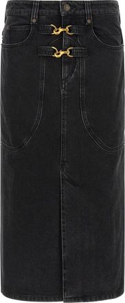 Isabel Marant Pavina Midi Rok - Dames - Spijkerrokken - Zwart - 2XS - Katoen - Rokken