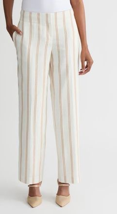 Kasper The Ava Wide Leg Pants in White Stripe at Nordstrom, Size 10