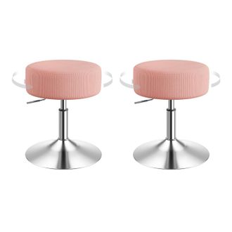 Woltu 2x Taburete Bajo De Bar - Regulable En Altura, Rosa - Woltu