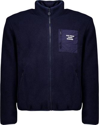 Dr&ocirc;le de Monsieur Slogan Zipped Sherpa Jacket - Sport - Hombre - Azul - XL