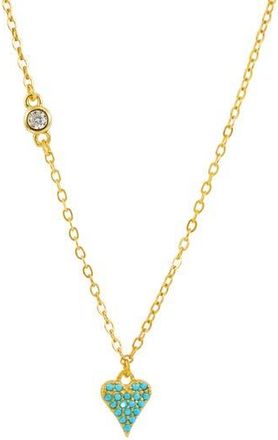 Savvy Cie Jewels Turquoise Pav&egrave; Heart Pendant Necklace in Yellow at Nordstrom Rack