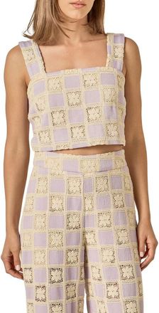 English Factory Crochet Inset Crop Top in Lilac at Nordstrom, Size X-Small