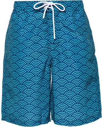 Kenzo Seigaiha-print swim shorts - men - Polyester/Polyester - M - Blue