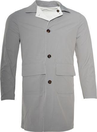 Kiton Kired Kim Solid Nylon Reversible Button Up Overcoat