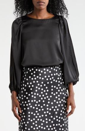 Renee C Cutout Long Sleeve Satin Top in Black at Nordstrom Rack, Size X-Small