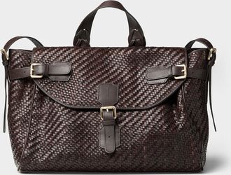 Ibeliv Mens Braided leather messenger bag
