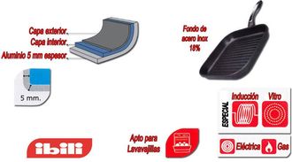 Ibili Ibili Sarten Grill Alu. Induplus 28x28 Cms(5mm)400328