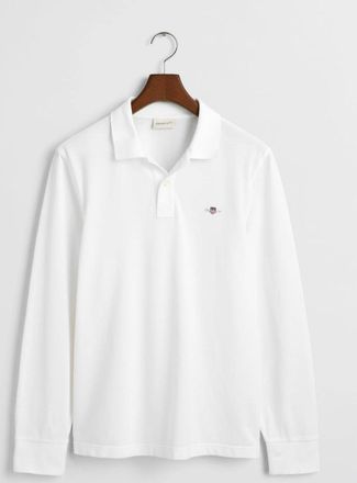 GANT Mens GANT Reg Shield Long-Sleeve Pique Rugger Top, White - Size: 38