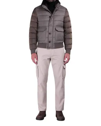 Moorer Fur Collar Bomber Jacket In Walnut Beige
