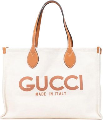 Gucci Borsa tote grande in tela con logo 2016-2025 - Marrone