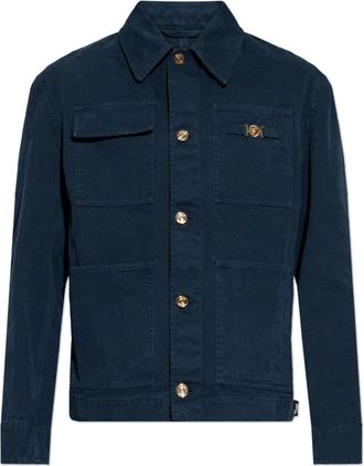 Versace Jassen, Heren, Blauw, M, Denim, Denimjas Met Versiering