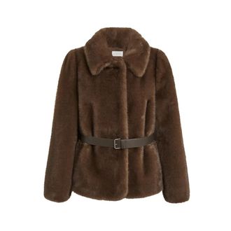 P.A.R.O.S.H. Faux Fur & Shearling Jassen - Dames - Jassen - Bruin - S - Jassen