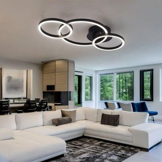 Globo Lighting Plafoniera di design lampada da soffitto lampada da soggiorno, 3 anelli, metallo acrilico, 760 lumen 24 watt led 3000 Kelvin, LxPxA 55 x 30 x