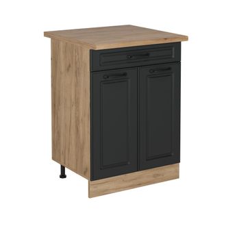 Vicco Mueble Bajo De Cocina R-line, Antracita Casa De Campo, 60 Cm Con Caj&oacute;n, Et Roble Vicco