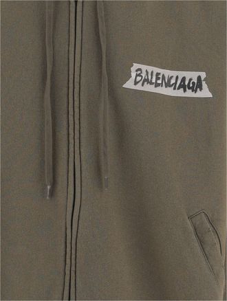 Balenciaga Mens Masking Tape Cotton Sweatshirt Khaki Sweatshirts Sweater