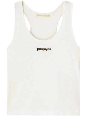 Palm Angels Classic Logo Rib Tank White Black