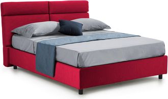 Dmora Letto Matrimoniale Ator, Sfoderabile, Contenitore Made In Italy, Rosso