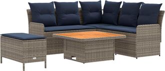 vidaXL Juegos De Muebles 5 Uds. Gris Y Azul Marino Rat&aacute;n Sint&eacute;tico Vidaxl