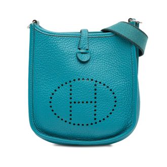 Herm&egrave;s Pre-owned Womens Clemence Evelyne Tpm - Teal Leather - One Size