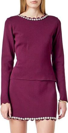 endless rose Jewel Neck Knit Top in Dark Violet at Nordstrom Rack, Size X-Small