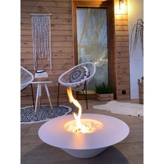 Dmora Dmora - Chimenea De Bioetanol Arnesano, Chimenea Ecol&oacute;gica, Hogar Sin Humo, Calefactor De Etanol, Made In Italy, 60x60 H15 Cm, Blanco