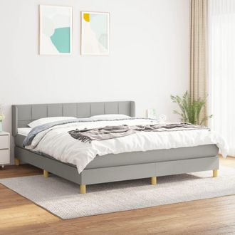 vidaXL Vidaxl - Cama Box Spring Con Colch&oacute;n Tela Gris Claro 180x200 Cm