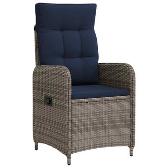 vidaXL Silla De Jard&iacute;n Reclinable Gris Y Azul Marino Vidaxl