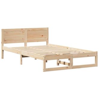 Berkfield Home Bed Frame Natural Solid Pine wood 135 x 190 cm Durable in Beige