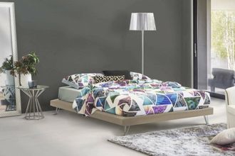 Talamo Italia Talamo Italia - Cama Matrimonial Isabella, Cama Fija En Tela Con Pies, 100% Made In Italy, Adecuado Para Colch&oacute;n 160x190 Cm, Beige, Con Embalaje Refor