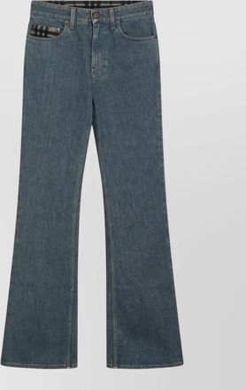 Burberry denim jeans check pattern pocket flared design