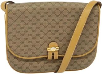 Gucci Pre-owned Leather gucci-bags - Dames - Vintage Schoudertas - Beige - ONE Size - Leer - Vintage
