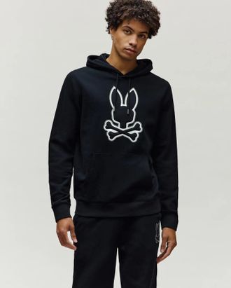 Psycho Bunny Mens Gage Patch Hoodie 001 BLACK / XXL