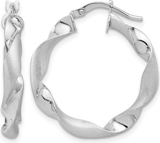 Diamond2Deal 14K Gold Polished and Brushed Twisted Hoop Earrings